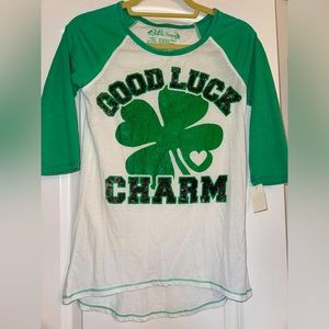 L.O.L. Vintage Graphic Tee Shirt Green White Good Luck Charm Cotton …